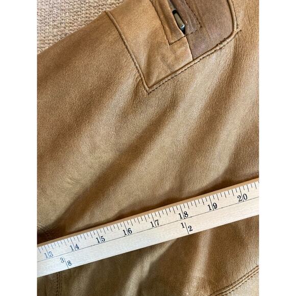 VINTAGE Womens WINLIT Sz Medium Brown Tan Leather Jacket Nylon Lining - Picture 9 of 11